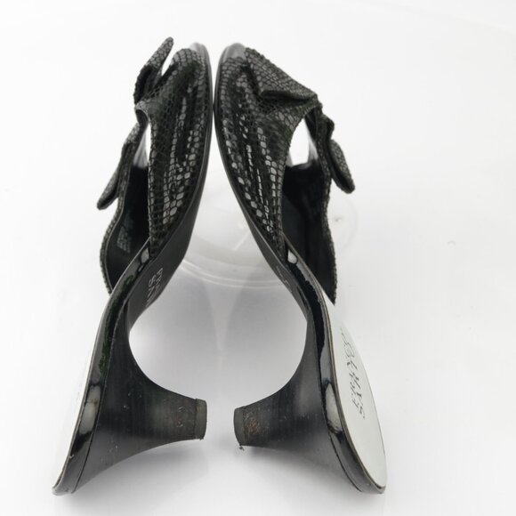 Franco Sarto Womens Narate Sandal Size 9.5 Black Python Cone Heel Mule Slide - Picture 7 of 15